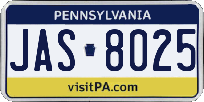 PA license plate JAS8025