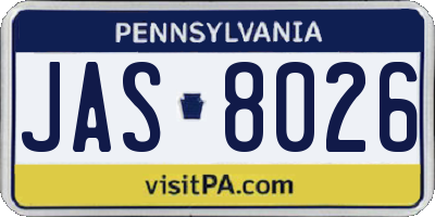 PA license plate JAS8026