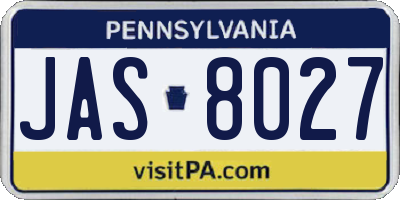 PA license plate JAS8027
