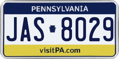 PA license plate JAS8029