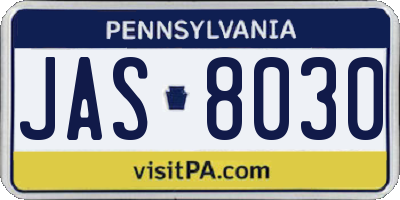 PA license plate JAS8030