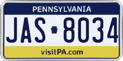 PA license plate JAS8034