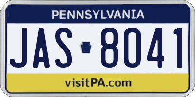 PA license plate JAS8041