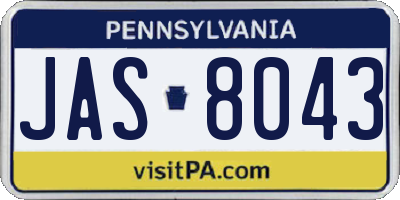 PA license plate JAS8043
