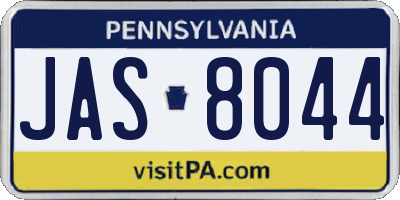 PA license plate JAS8044