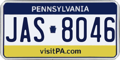 PA license plate JAS8046