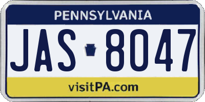 PA license plate JAS8047