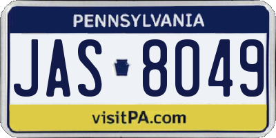 PA license plate JAS8049