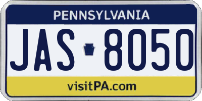 PA license plate JAS8050