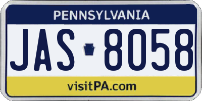 PA license plate JAS8058
