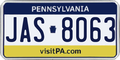 PA license plate JAS8063