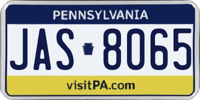 PA license plate JAS8065