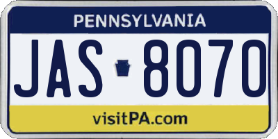 PA license plate JAS8070
