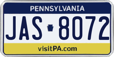 PA license plate JAS8072