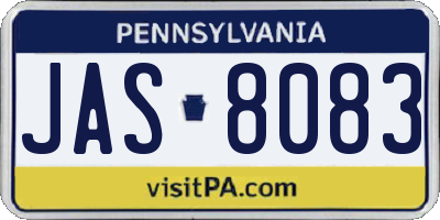 PA license plate JAS8083