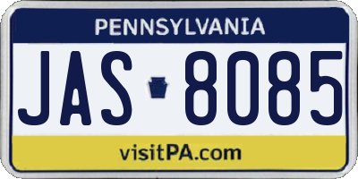 PA license plate JAS8085