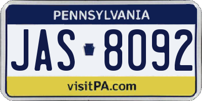 PA license plate JAS8092