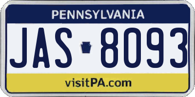 PA license plate JAS8093