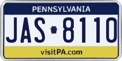 PA license plate JAS8110