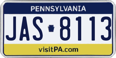 PA license plate JAS8113
