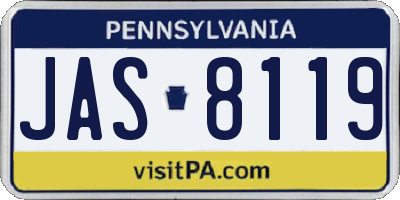 PA license plate JAS8119