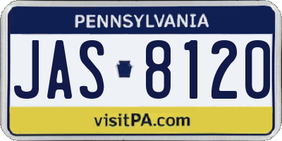 PA license plate JAS8120