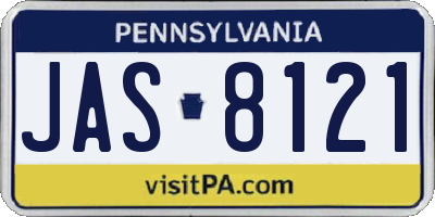 PA license plate JAS8121