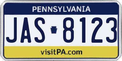 PA license plate JAS8123