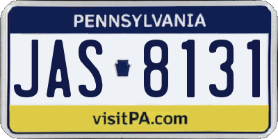PA license plate JAS8131
