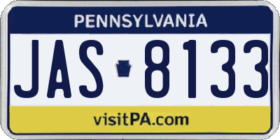 PA license plate JAS8133