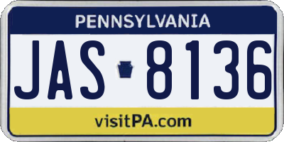 PA license plate JAS8136