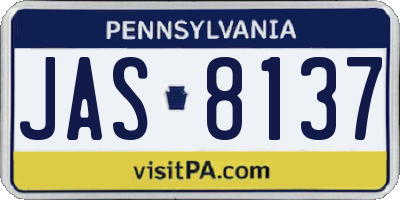 PA license plate JAS8137