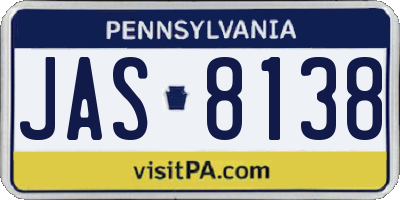 PA license plate JAS8138