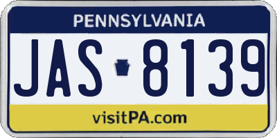 PA license plate JAS8139