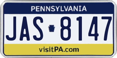 PA license plate JAS8147