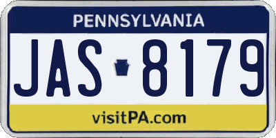 PA license plate JAS8179