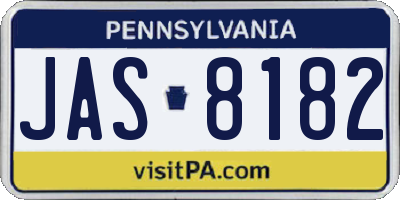 PA license plate JAS8182