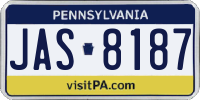 PA license plate JAS8187