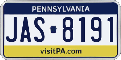 PA license plate JAS8191