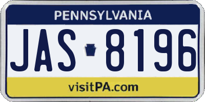 PA license plate JAS8196