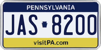 PA license plate JAS8200