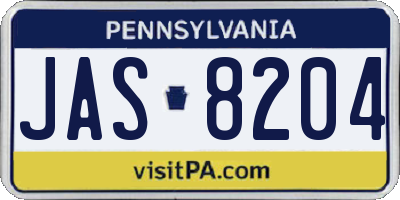 PA license plate JAS8204