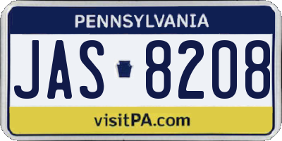 PA license plate JAS8208