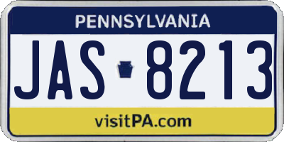 PA license plate JAS8213