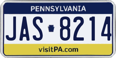 PA license plate JAS8214