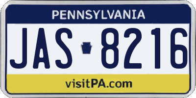 PA license plate JAS8216