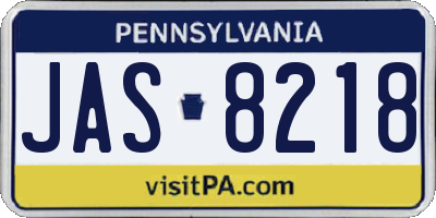 PA license plate JAS8218