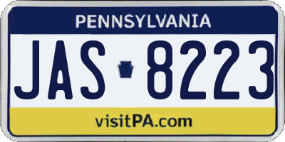 PA license plate JAS8223