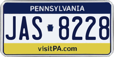 PA license plate JAS8228