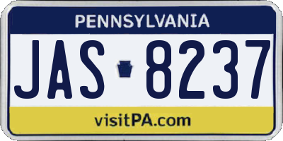 PA license plate JAS8237